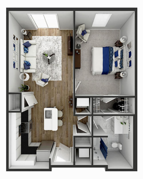 1 Bedroom 718 Sq.Ft.