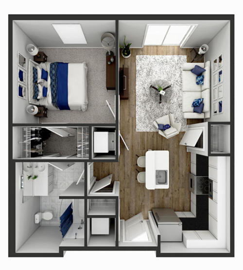 1 Bedroom 620 Sq.Ft.